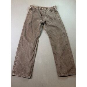 Levi's Jeans 501 Dark Brown Button Fly Straight Leg Denim 38x32 5 Pocket